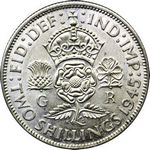 1945 UK florin value, George VI
