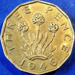 1946 UK threepence value, George VI