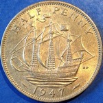 1947 UK halfpenny value, George VI