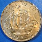 1950 UK halfpenny value, George VI