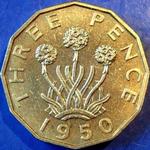 1950 UK threepence value, George VI