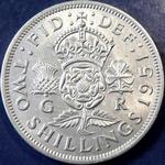 1951 UK florin value, George VI