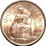 1951 UK penny value, George VI