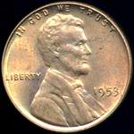1953 P US penny, Lincoln wheat