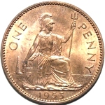1953 UK penny value, Elizabeth II