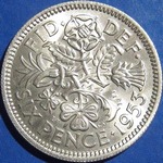 1953 UK sixpence value, Elizabeth II