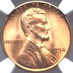 1954 S US penny, Lincoln wheat