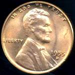 1955 D US penny, Lincoln wheat