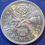 1955 UK sixpence value, Elizabeth II