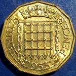 1955 UK threepence value, Elizabeth II