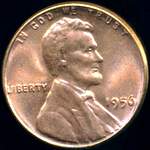 1956 P US penny, Lincoln wheat