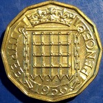 1956 UK threepence value, Elizabeth II