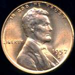 1957 D US penny, Lincoln wheat