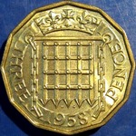 1958 UK threepence value, Elizabeth II