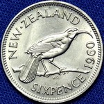 1960 New Zealand sixpence