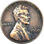 1960 P US penny, Lincoln memorial, large date