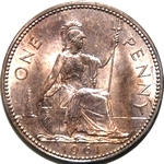 1961 UK penny value, Elizabeth II