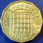 1961 UK threepence value, Elizabeth II
