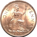 1962 UK penny value, Elizabeth II