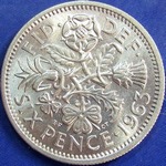 1963 UK sixpence value, Elizabeth II
