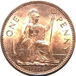 1964 UK penny value, Elizabeth II