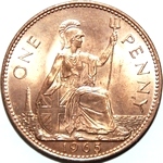 1965 UK penny value, Elizabeth II