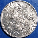 1965 UK sixpence value, Elizabeth II