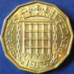 1965 UK threepence value, Elizabeth II