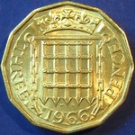 1966 UK threepence value, Elizabeth II