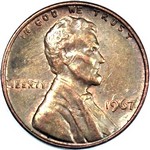 1967 P US penny, Lincoln memorial