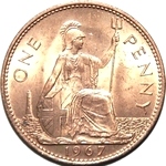 1967 UK penny value, Elizabeth II