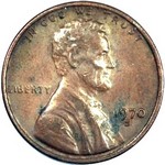 1970 S US penny, Lincoln memorial, large date, low 7