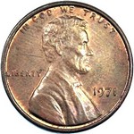 1971 P US penny, Lincoln memorial