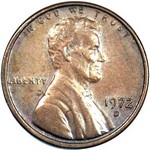 1972 D US penny, Lincoln memorial