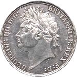1821 UK crown value, George IV, secundo, inverted initials