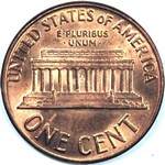 1960 P US penny, Lincoln memorial, small date