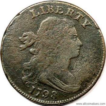 1798 Draped Bust Large Cent Style 1 Hair Early Copper Penny Coin