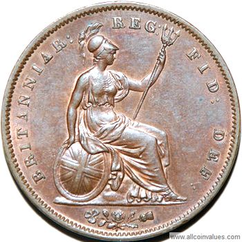 1845 UK penny value Victoria