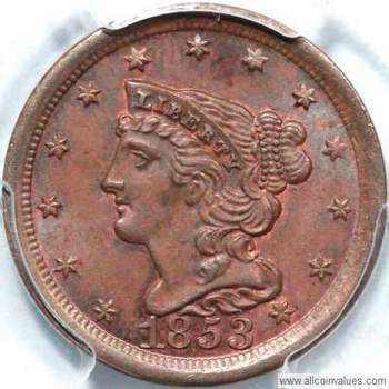 1851 Braided Hair Half Cent XF - US Coin